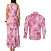Paniolo Palaka Hawaiian Cowgirl Couples Matching Tank Maxi Dress and Long Sleeve Button Shirt - Polynesian Pride