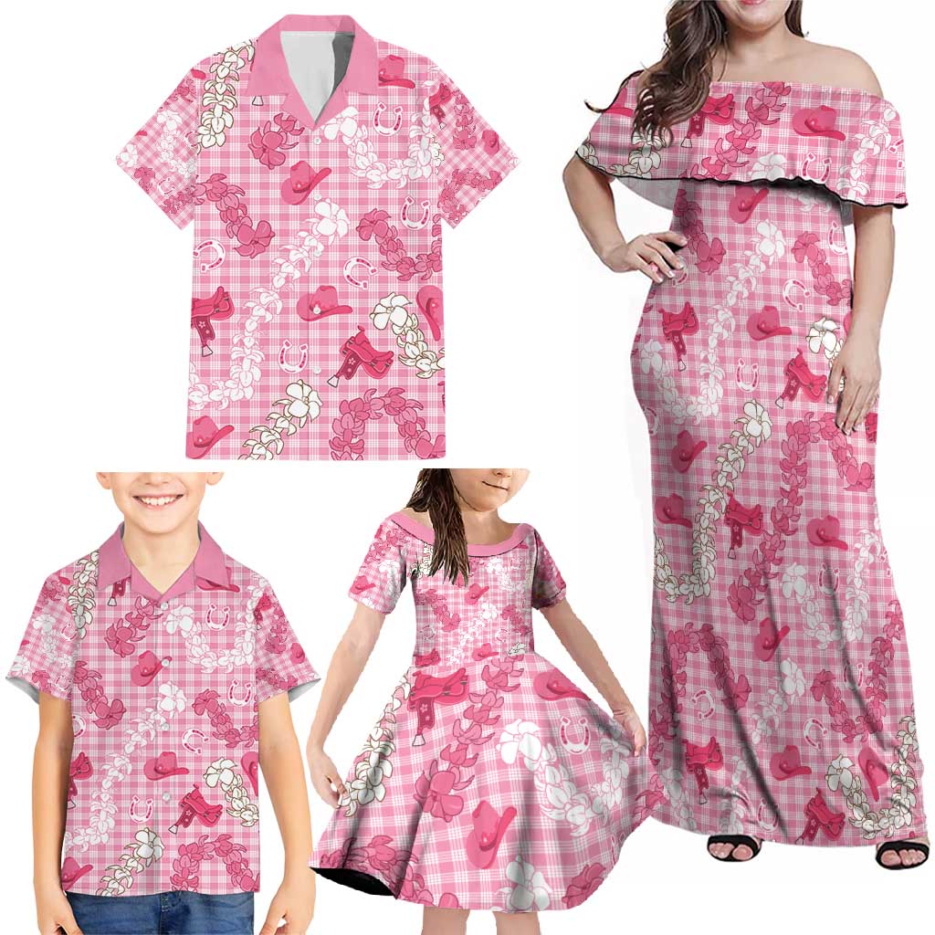 Paniolo Palaka Hawaiian Cowgirl Family Matching Off Shoulder Maxi Dress and Hawaiian Shirt - Polynesian Pride