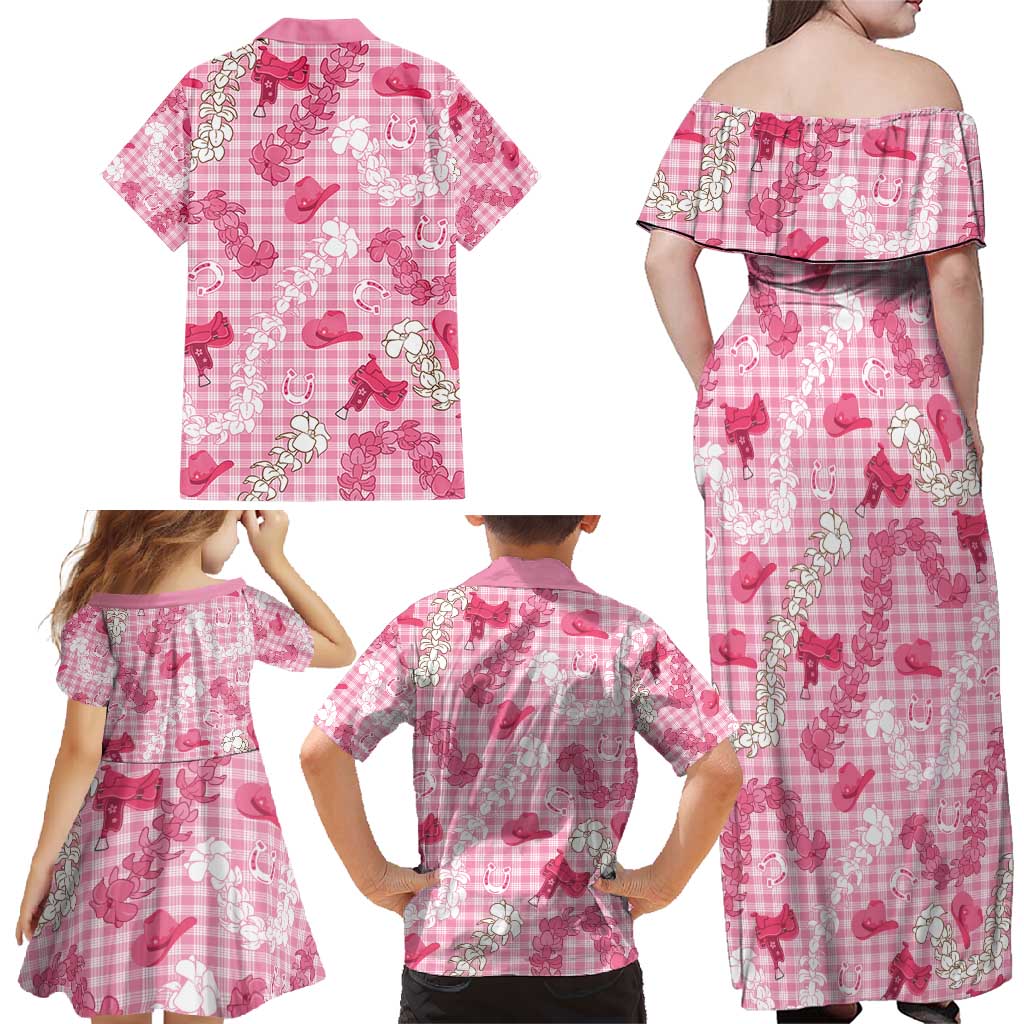 Paniolo Palaka Hawaiian Cowgirl Family Matching Off Shoulder Maxi Dress and Hawaiian Shirt - Polynesian Pride