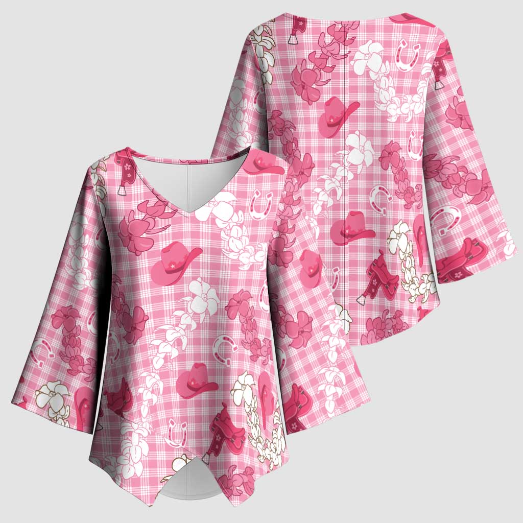 Paniolo Palaka Hawaiian Cowgirl Kimono Sleeve Blouse - Polynesian Pride