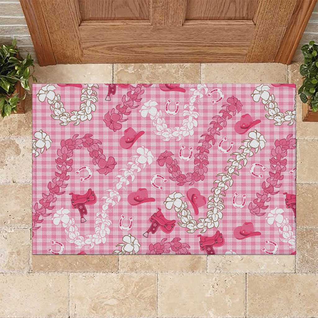 Paniolo Palaka Hawaiian Cowgirl Rubber Doormat - Polynesian Pride