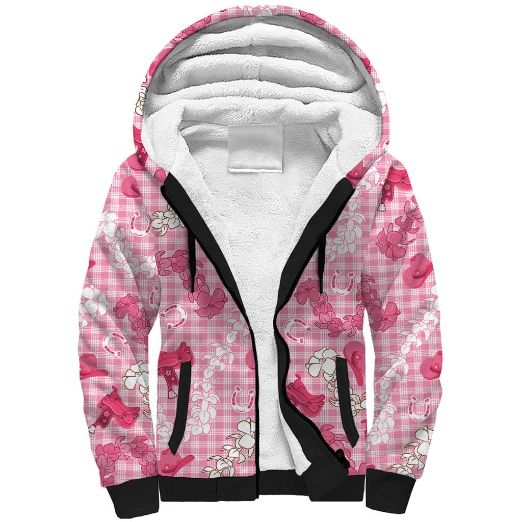 Paniolo Palaka Hawaiian Cowgirl Sherpa Hoodie LT9 Unisex Pink - Polynesian Pride