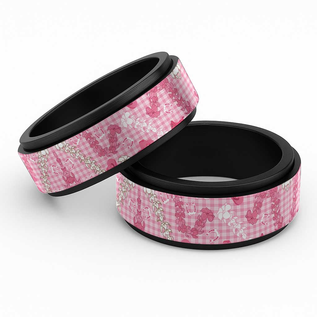 Paniolo Palaka Hawaiian Cowgirl Spinner Ring LT9 Black Pink - Polynesian Pride