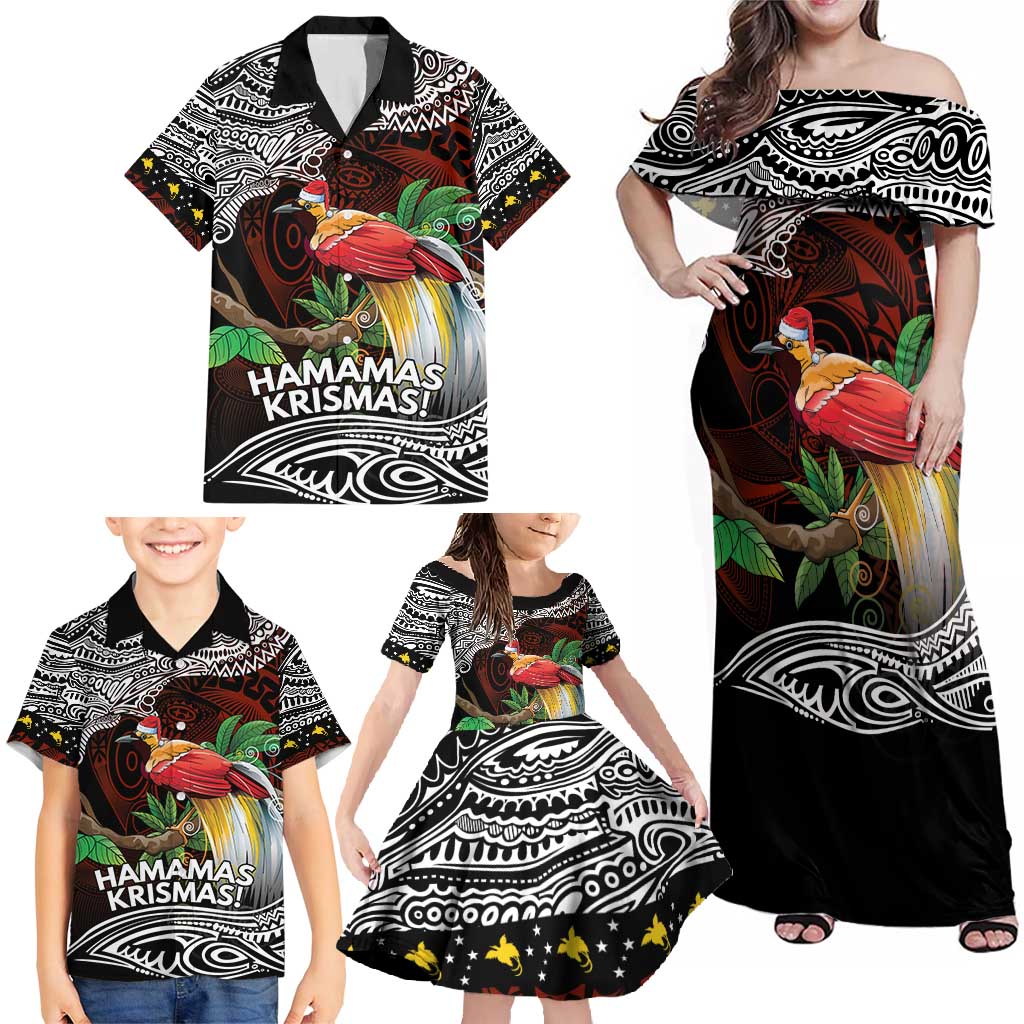 Papua New Guinea Christmas Family Matching Off Shoulder Maxi Dress and Hawaiian Shirt - Polynesian Pride