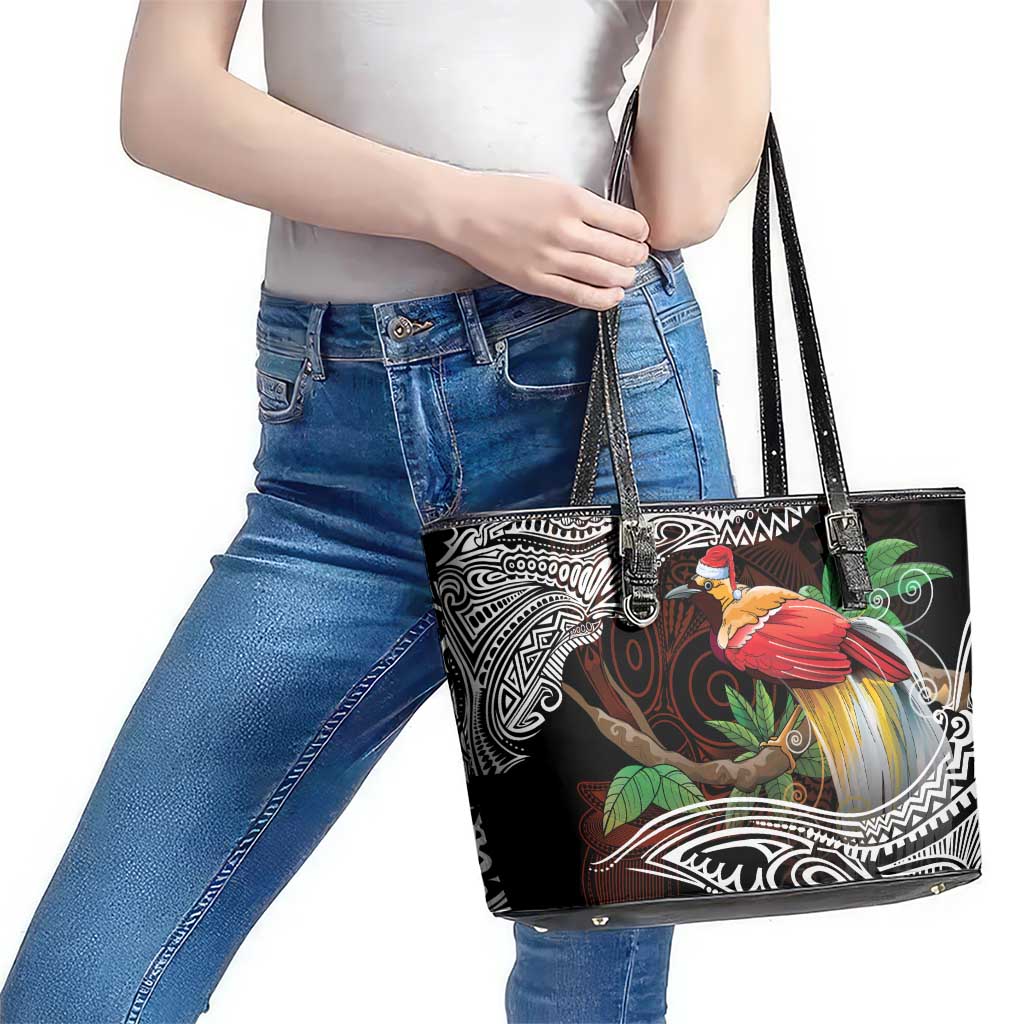 Papua New Guinea Christmas Leather Tote Bag - Polynesian Pride
