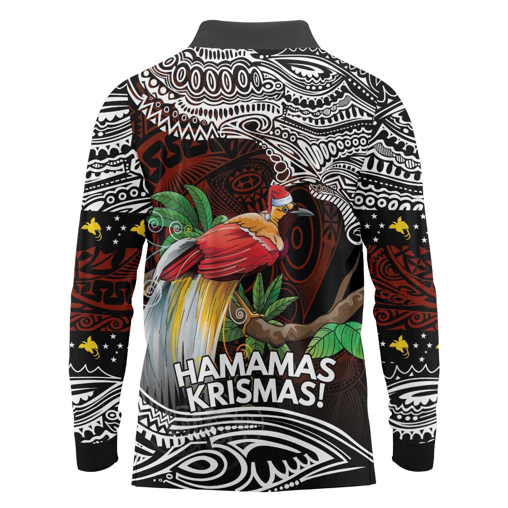 Papua New Guinea Christmas Long Sleeve Polo Shirt - Polynesian Pride