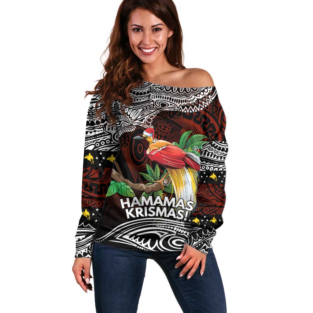 Papua New Guinea Christmas Off Shoulder Sweater - Polynesian Pride