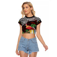 Papua New Guinea Christmas Raglan Cropped T Shirt - Polynesian Pride