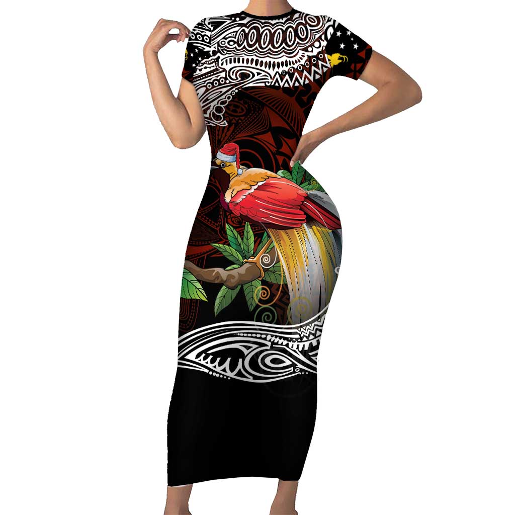 Papua New Guinea Christmas Short Sleeve Bodycon Dress