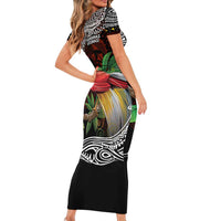 Papua New Guinea Christmas Short Sleeve Bodycon Dress - Polynesian Pride