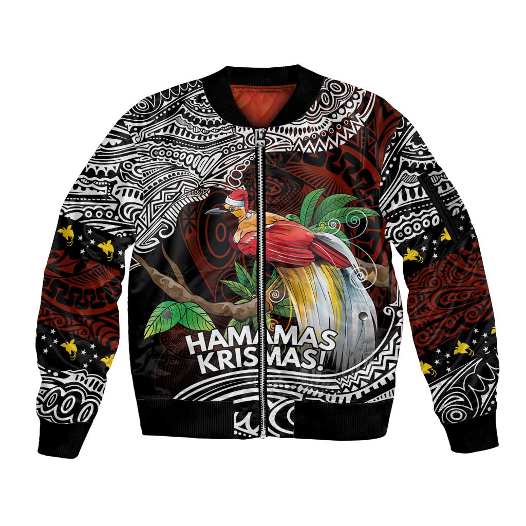Papua New Guinea Christmas Sleeve Zip Bomber Jacket - Polynesian Pride