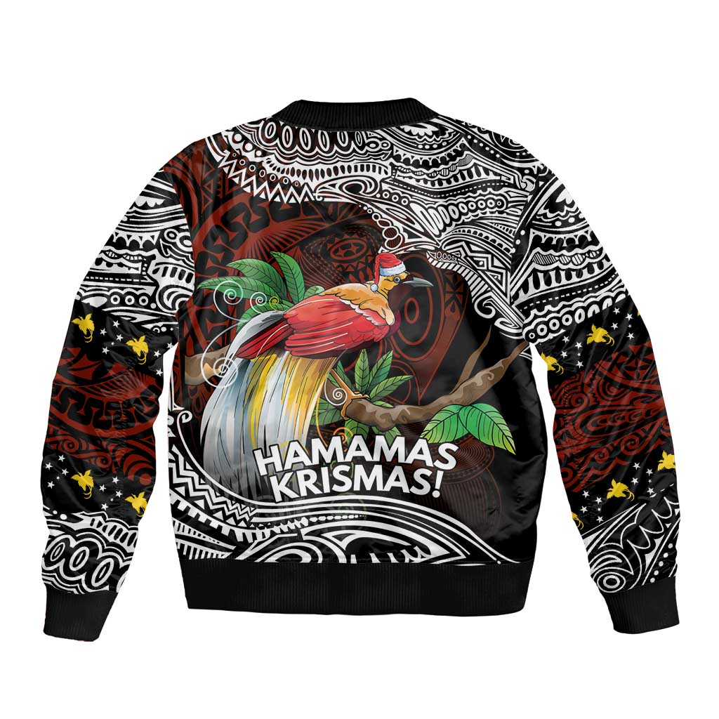 Papua New Guinea Christmas Sleeve Zip Bomber Jacket - Polynesian Pride