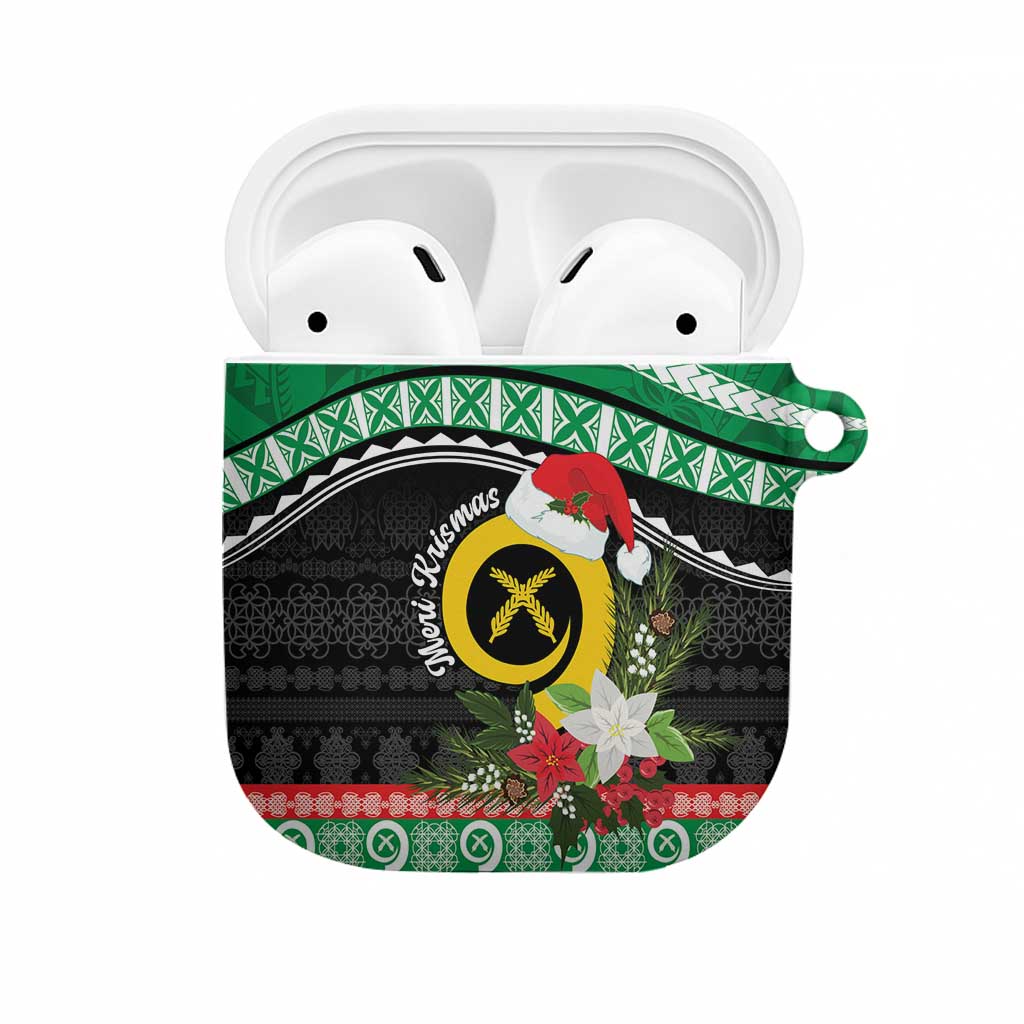 Vanuatu Pig's Tusk Meri Krismas! AirPods Case Vanuatuan Sand Drawing Pattern - Polynesian Pride