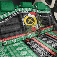 Vanuatu Pig's Tusk Meri Krismas! Back Car Seat Cover Vanuatuan Sand Drawing Pattern - Polynesian Pride