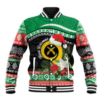 Vanuatu Pig's Tusk Meri Krismas! Baseball Jacket Vanuatuan Sand Drawing Pattern - Polynesian Pride