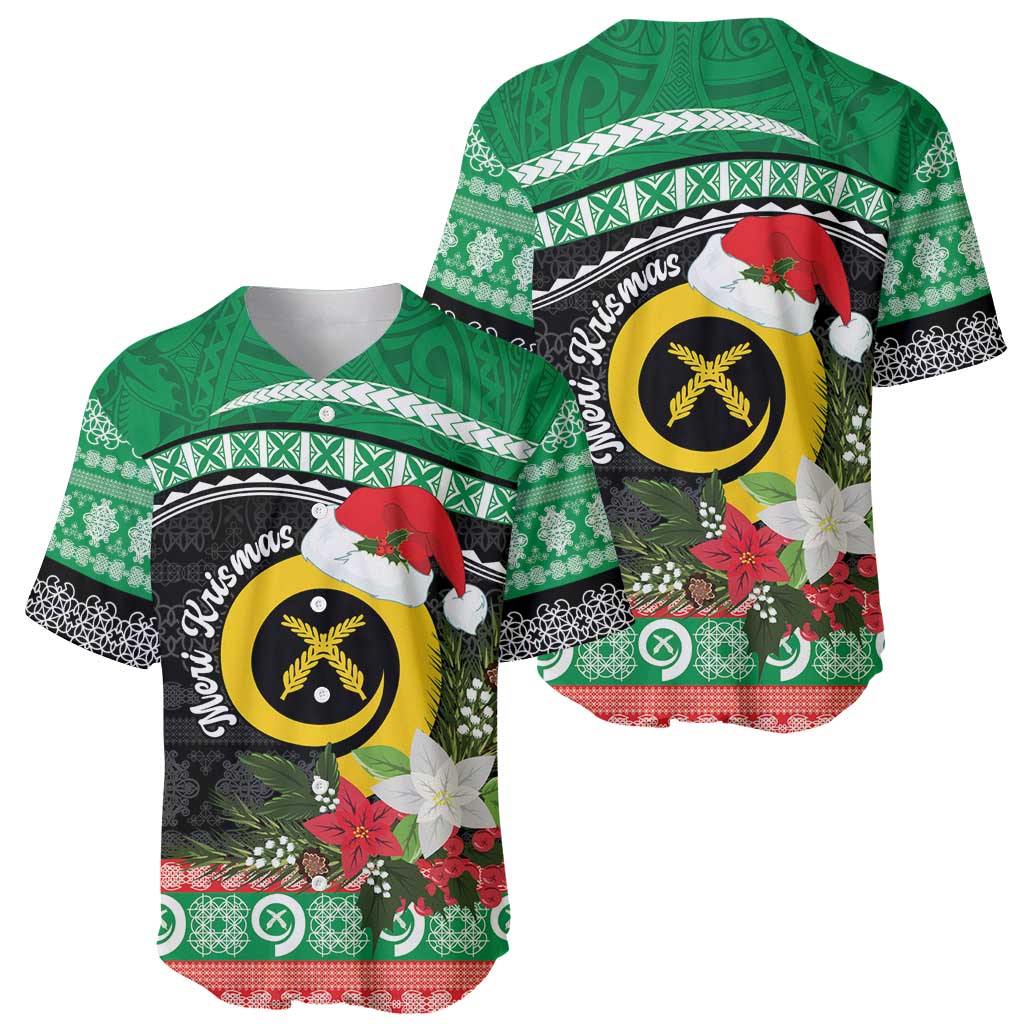 Vanuatu Pig's Tusk Meri Krismas! Baseball Jersey Vanuatuan Sand Drawing Pattern - Polynesian Pride