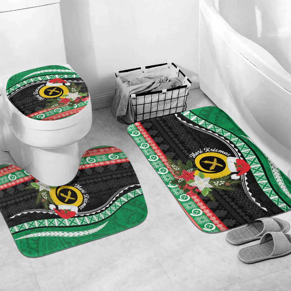 Vanuatu Pig's Tusk Meri Krismas! Bathroom Set Vanuatuan Sand Drawing Pattern - Polynesian Pride