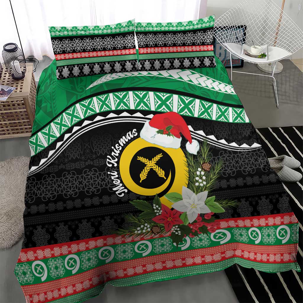 Vanuatu Pig's Tusk Meri Krismas! Bedding Set Vanuatuan Sand Drawing Pattern - Polynesian Pride