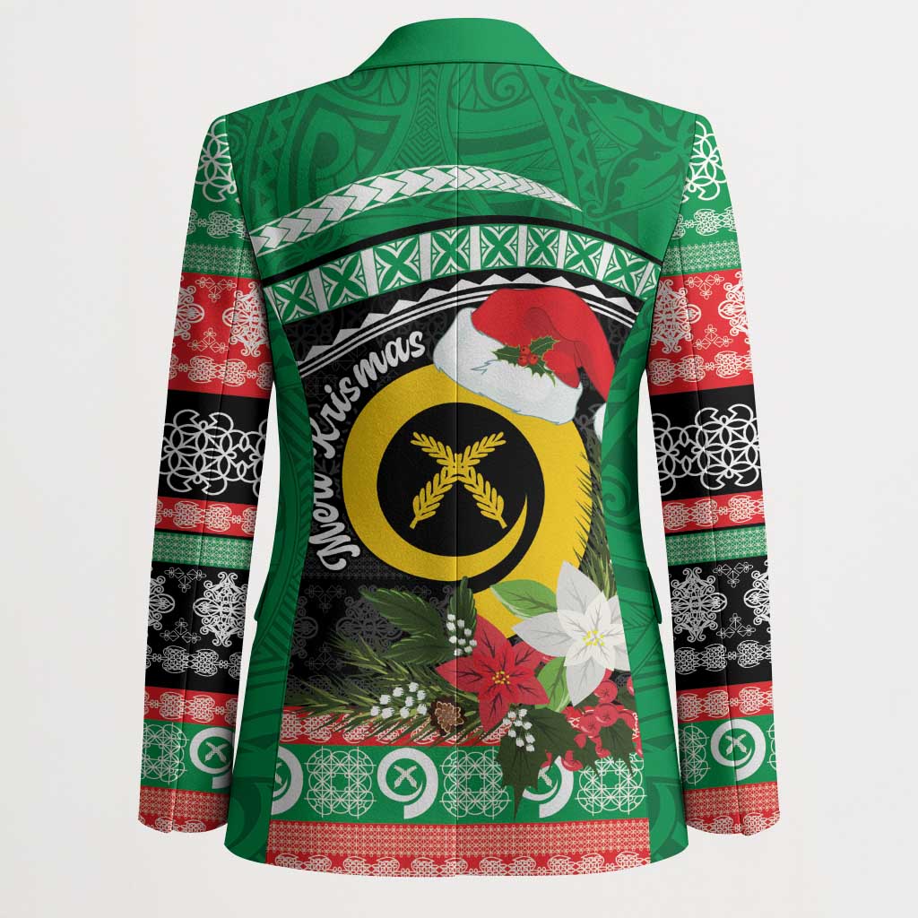 Vanuatu Pig's Tusk Meri Krismas! Blazer Vanuatuan Sand Drawing Pattern - Polynesian Pride