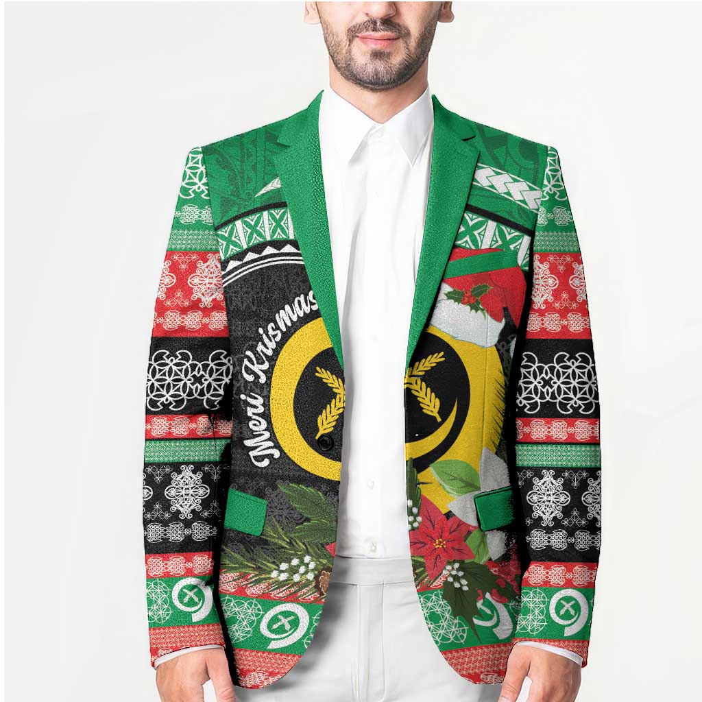 Vanuatu Pig's Tusk Meri Krismas! Blazer Vanuatuan Sand Drawing Pattern - Polynesian Pride