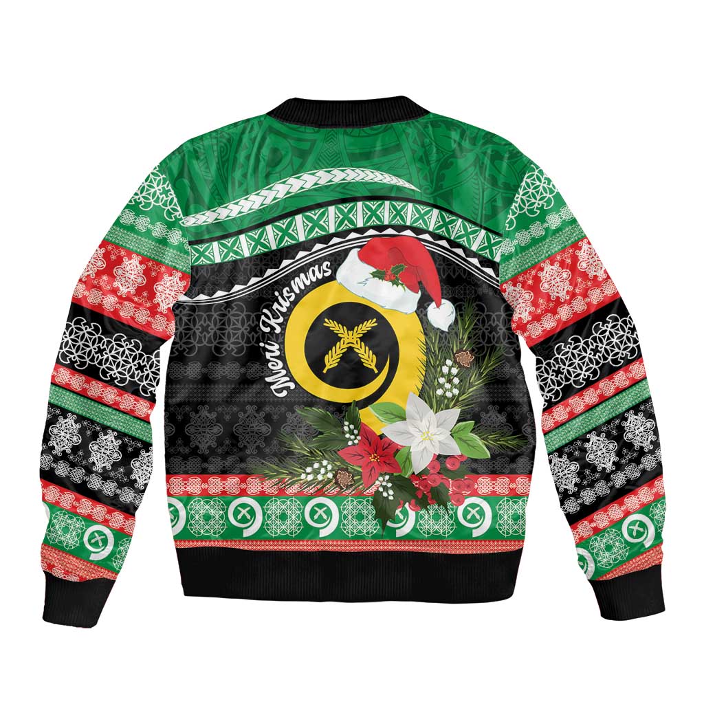 Vanuatu Pig's Tusk Meri Krismas! Bomber Jacket Vanuatuan Sand Drawing Pattern - Polynesian Pride