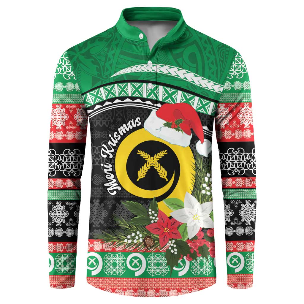 Vanuatu Pig's Tusk Meri Krismas! Button Sweatshirt Vanuatuan Sand Drawing Pattern - Polynesian Pride