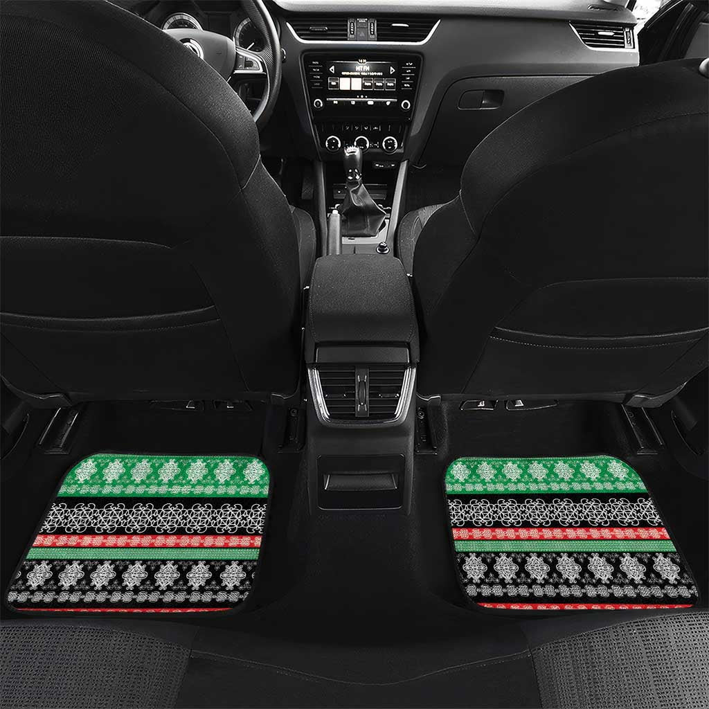 Vanuatu Pig's Tusk Meri Krismas! Car Mats Vanuatuan Sand Drawing Pattern - Polynesian Pride