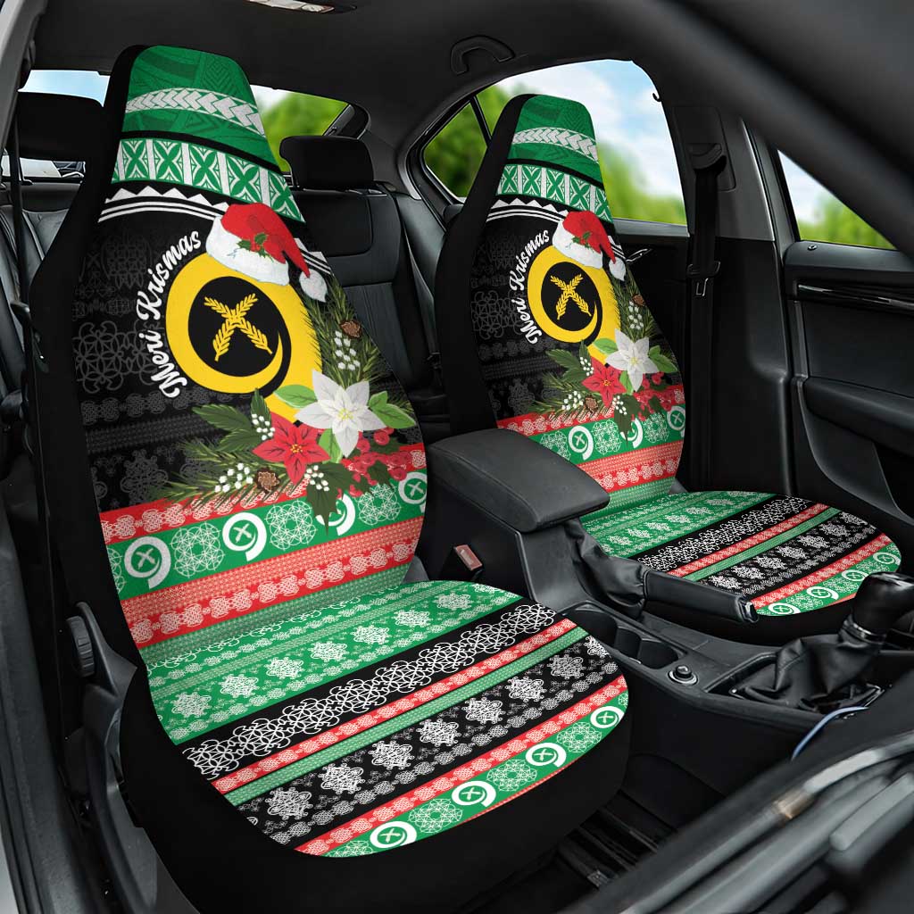 Vanuatu Pig's Tusk Meri Krismas! Car Seat Cover Vanuatuan Sand Drawing Pattern - Polynesian Pride