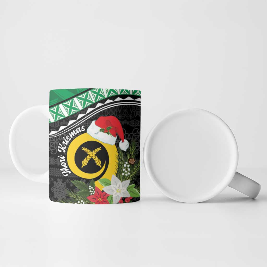 Vanuatu Pig's Tusk Meri Krismas! Ceramic Mug Vanuatuan Sand Drawing Pattern - Polynesian Pride