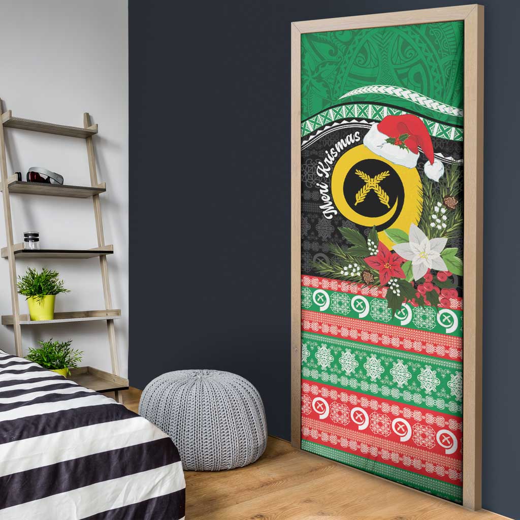 Vanuatu Pig's Tusk Meri Krismas! Door Cover Vanuatuan Sand Drawing Pattern - Polynesian Pride