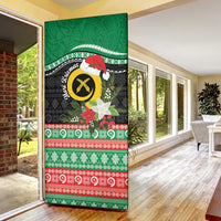 Vanuatu Pig's Tusk Meri Krismas! Door Cover Vanuatuan Sand Drawing Pattern - Polynesian Pride