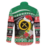 Vanuatu Pig's Tusk Meri Krismas! Family Matching Off Shoulder Maxi Dress and Hawaiian Shirt Vanuatuan Sand Drawing Pattern - Polynesian Pride