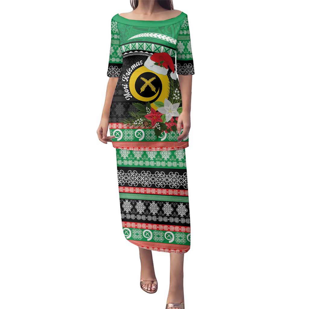 Vanuatu Pig's Tusk Meri Krismas! Family Matching Puletasi and Hawaiian Shirt Vanuatuan Sand Drawing Pattern - Polynesian Pride