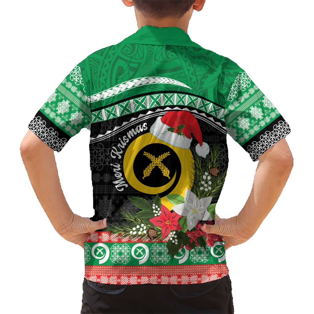 Vanuatu Pig's Tusk Meri Krismas! Family Matching Short Sleeve Bodycon Dress and Hawaiian Shirt Vanuatuan Sand Drawing Pattern - Polynesian Pride