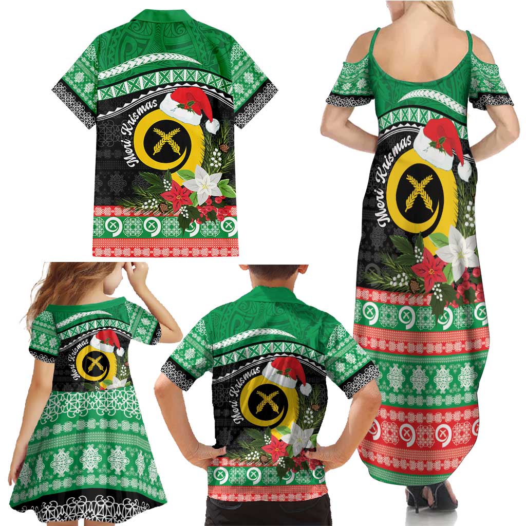 Vanuatu Pig's Tusk Meri Krismas! Family Matching Summer Maxi Dress and Hawaiian Shirt Vanuatuan Sand Drawing Pattern - Polynesian Pride
