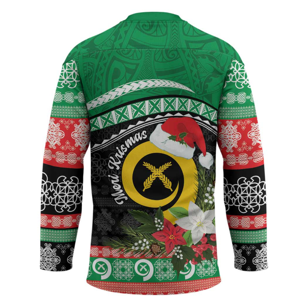 Vanuatu Pig's Tusk Meri Krismas! Hockey Jersey Vanuatuan Sand Drawing Pattern - Polynesian Pride