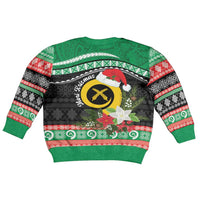 Vanuatu Pig's Tusk Meri Krismas! Kid Ugly Christmas Sweater Vanuatuan Sand Drawing Pattern - Polynesian Pride