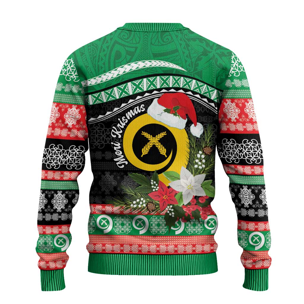 Vanuatu Pig's Tusk Meri Krismas! Ugly Christmas Sweater Vanuatuan Sand Drawing Pattern - Polynesian Pride