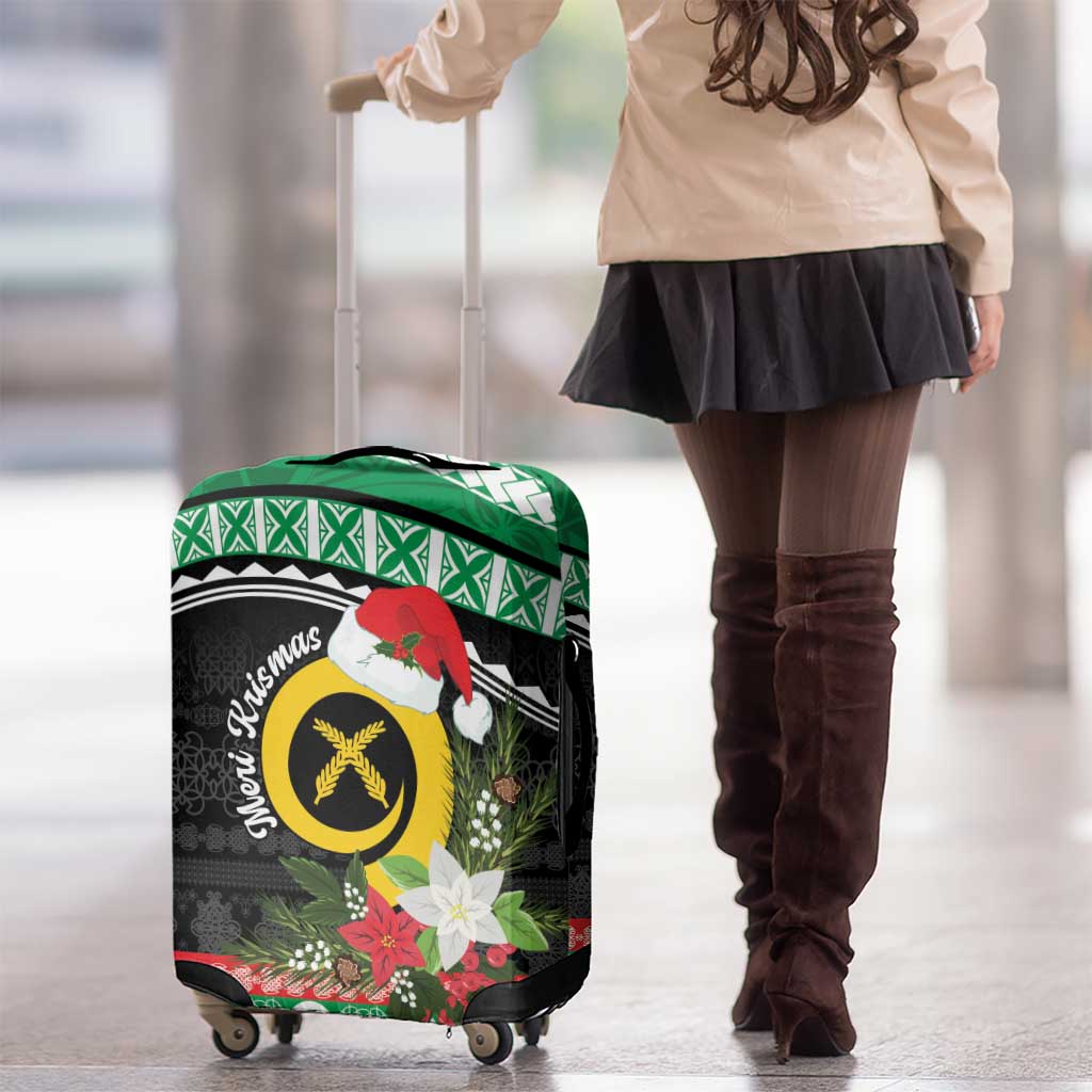 Vanuatu Pig's Tusk Meri Krismas! Luggage Cover Vanuatuan Sand Drawing Pattern - Polynesian Pride