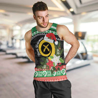 Vanuatu Pig's Tusk Meri Krismas! Men Tank Top Vanuatuan Sand Drawing Pattern - Polynesian Pride