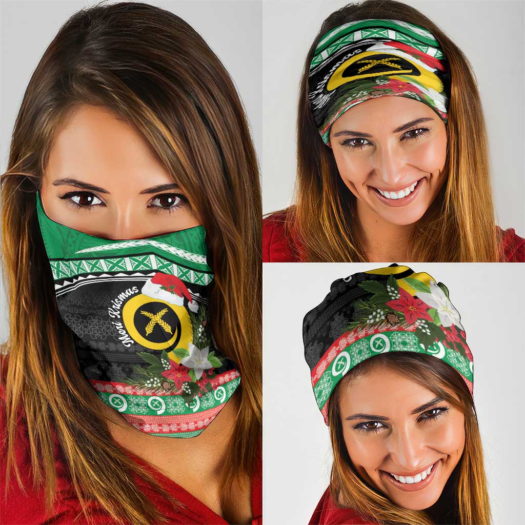 Vanuatu Pig's Tusk Meri Krismas! Neck Gaiter Vanuatuan Sand Drawing Pattern - Polynesian Pride