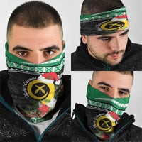 Vanuatu Pig's Tusk Meri Krismas! Neck Gaiter Vanuatuan Sand Drawing Pattern - Polynesian Pride