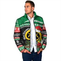 Vanuatu Pig's Tusk Meri Krismas! Padded Jacket Vanuatuan Sand Drawing Pattern - Polynesian Pride