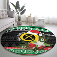 Vanuatu Pig's Tusk Meri Krismas! Round Carpet Vanuatuan Sand Drawing Pattern - Polynesian Pride