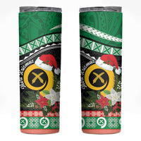 Vanuatu Pig's Tusk Meri Krismas! Skinny Tumbler Vanuatuan Sand Drawing Pattern - Polynesian Pride