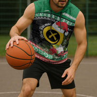 Vanuatu Pig's Tusk Meri Krismas! Sleeveless Hoodie Vanuatuan Sand Drawing Pattern - Polynesian Pride