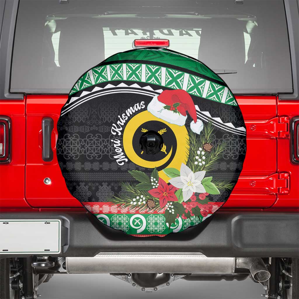 Vanuatu Pig's Tusk Meri Krismas! Spare Tire Cover Vanuatuan Sand Drawing Pattern - Polynesian Pride