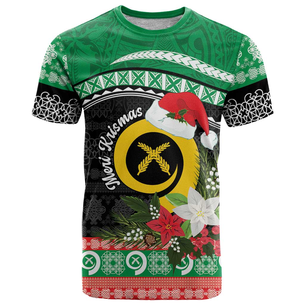 Vanuatu Pig's Tusk Meri Krismas! T Shirt Vanuatuan Sand Drawing Pattern - Polynesian Pride