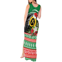 Vanuatu Pig's Tusk Meri Krismas! Tank Maxi Dress Vanuatuan Sand Drawing Pattern - Polynesian Pride