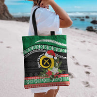 Vanuatu Pig's Tusk Meri Krismas! Tote Bag Vanuatuan Sand Drawing Pattern - Polynesian Pride